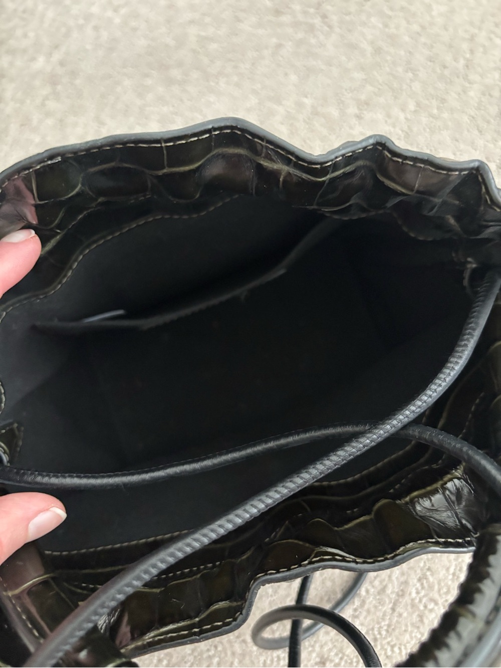 Freda Salvador Ruby Bucket Bag in Seaweed Embossed Croc - Picture 3 of 3